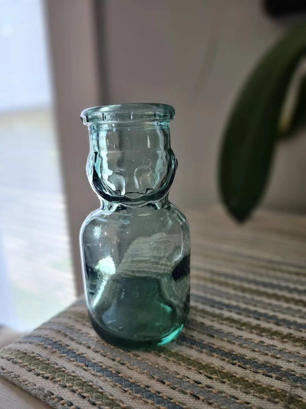 Vintage Teal Green Glass Baby Face Milk Bottle